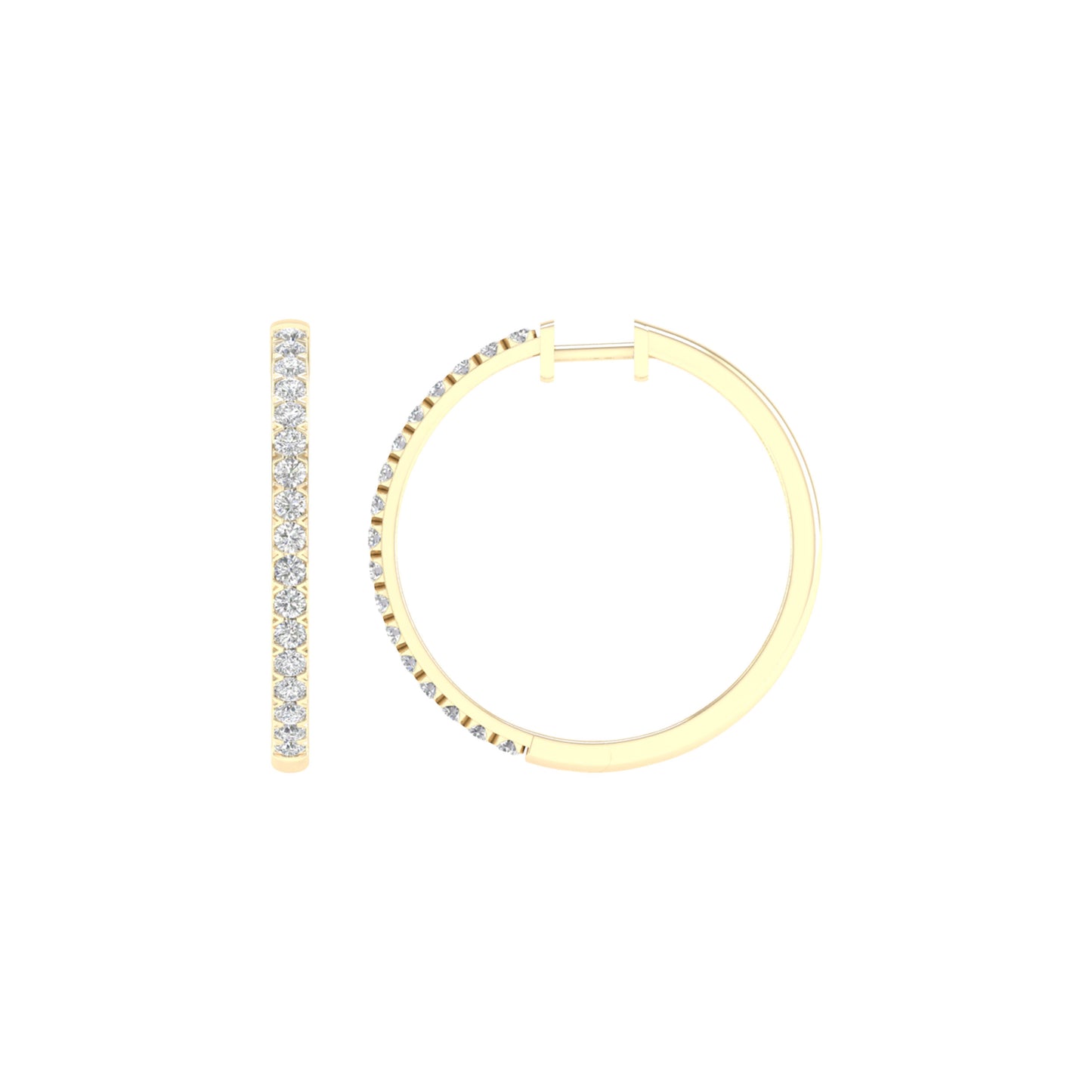 14K 2.00CT Certified Lab Grown Diamond Hoop Earrings ( IGI Certified )